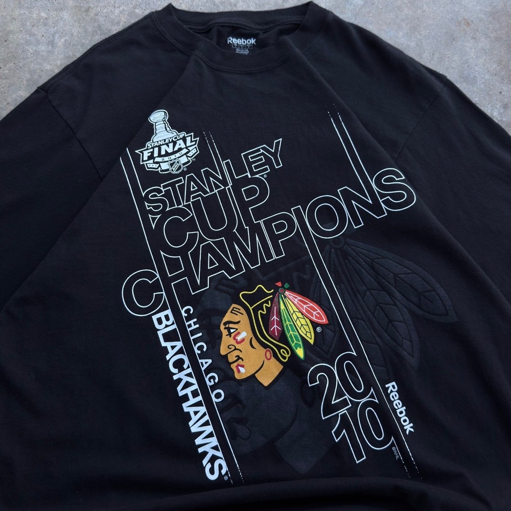Vintage Y2K Reebok Chicago Blackhawks Stanley Cup Shirt Large (h1)